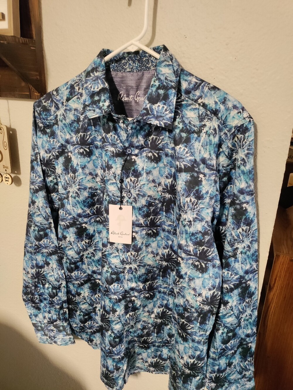 New Robert Graham Men's Long Sleeved Shirt Size Large